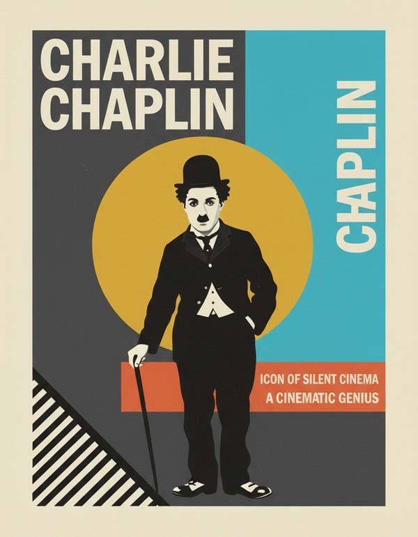 Charlie Chaplin reimagined minimalist actor portrait