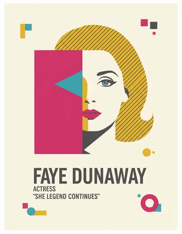 Faye Dunaway reimagined minimalist actor portrait