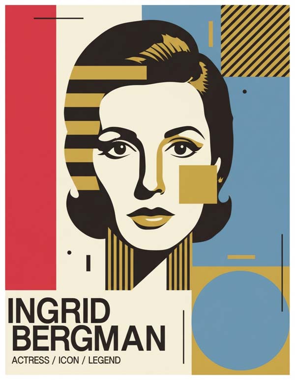 Ingrid Bergman reimagined minimalist actor portrait