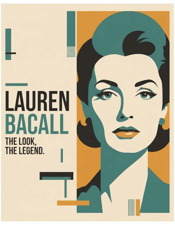 Lauren Bacall reimagined minimalist actor portrait